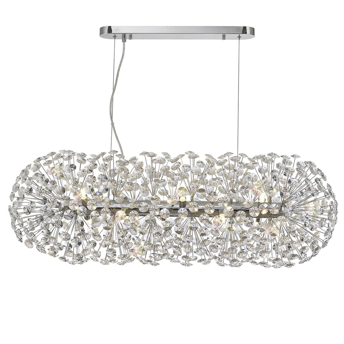 Bridestowe EXTRA Crystal 10 Lamp Oblong Linear Pendant in Polished Chrome