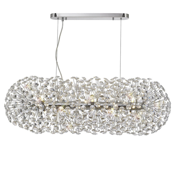 Bridestowe EXTRA Crystal 10 Lamp Oblong Linear Pendant in Polished Chrome