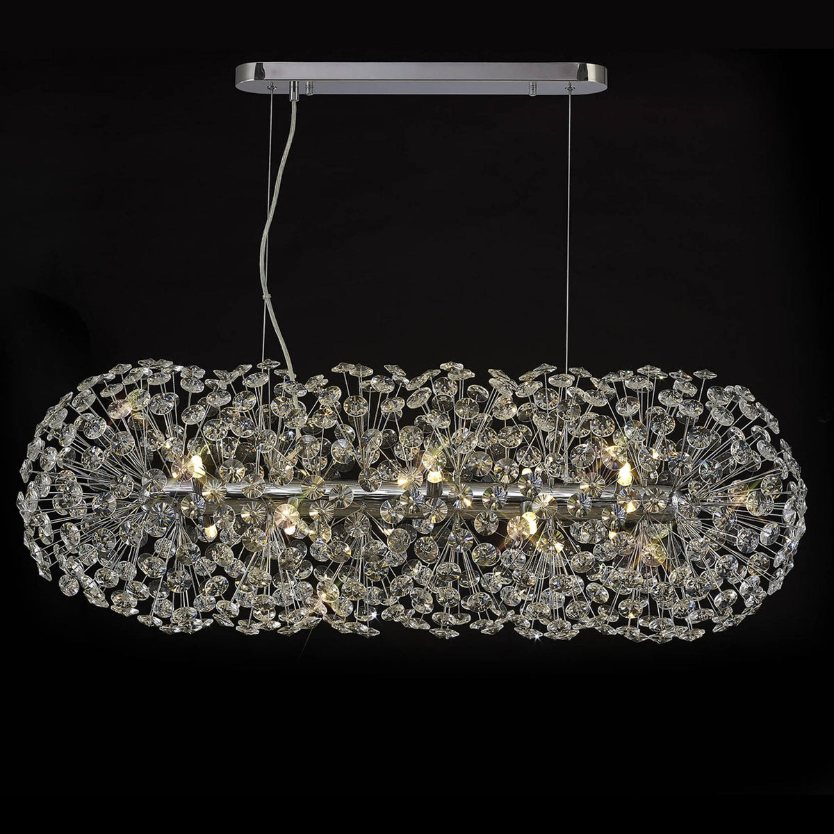 Bridestowe EXTRA Crystal 10 Lamp Oblong Linear Pendant in Polished Chrome