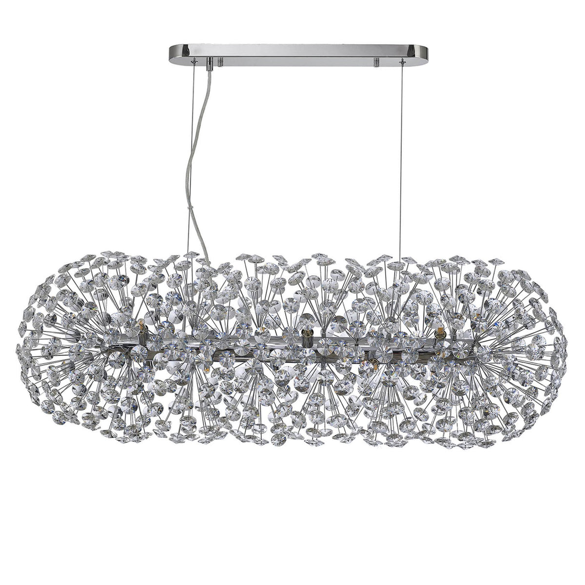 Bridestowe EXTRA Crystal 10 Lamp Oblong Linear Pendant in Polished Chrome