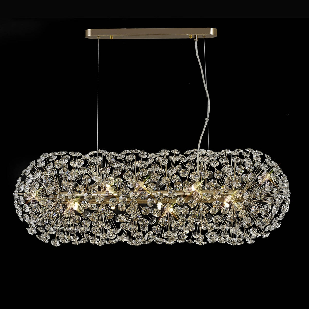 Bridestowe EXTRA Crystal 10 Lamp Oblong Linear Pendant in French Gold
