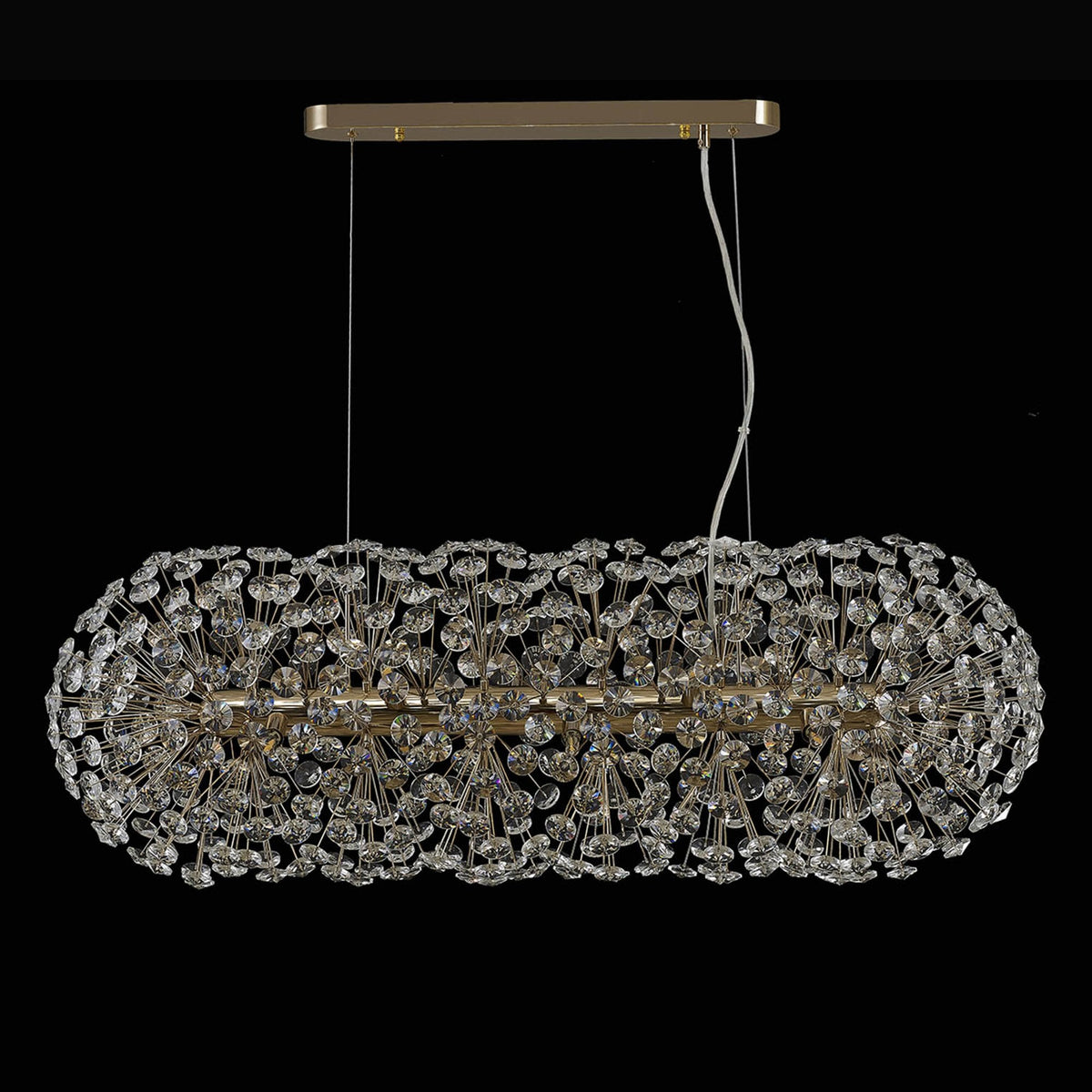 Bridestowe EXTRA Crystal 10 Lamp Oblong Linear Pendant in French Gold