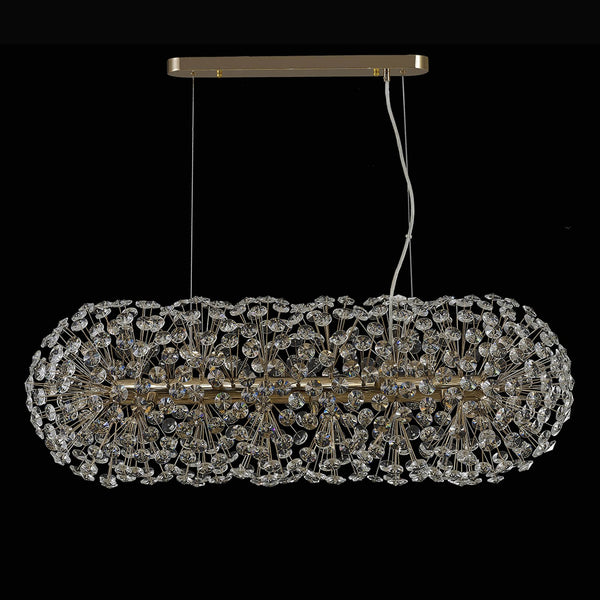 Bridestowe EXTRA Crystal 10 Lamp Oblong Linear Pendant in French Gold