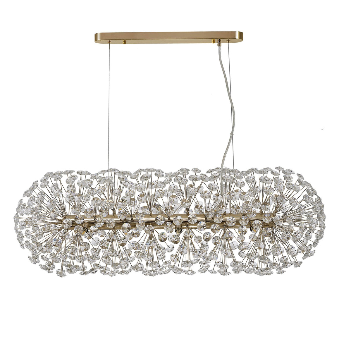 Bridestowe EXTRA Crystal 10 Lamp Oblong Linear Pendant in French Gold
