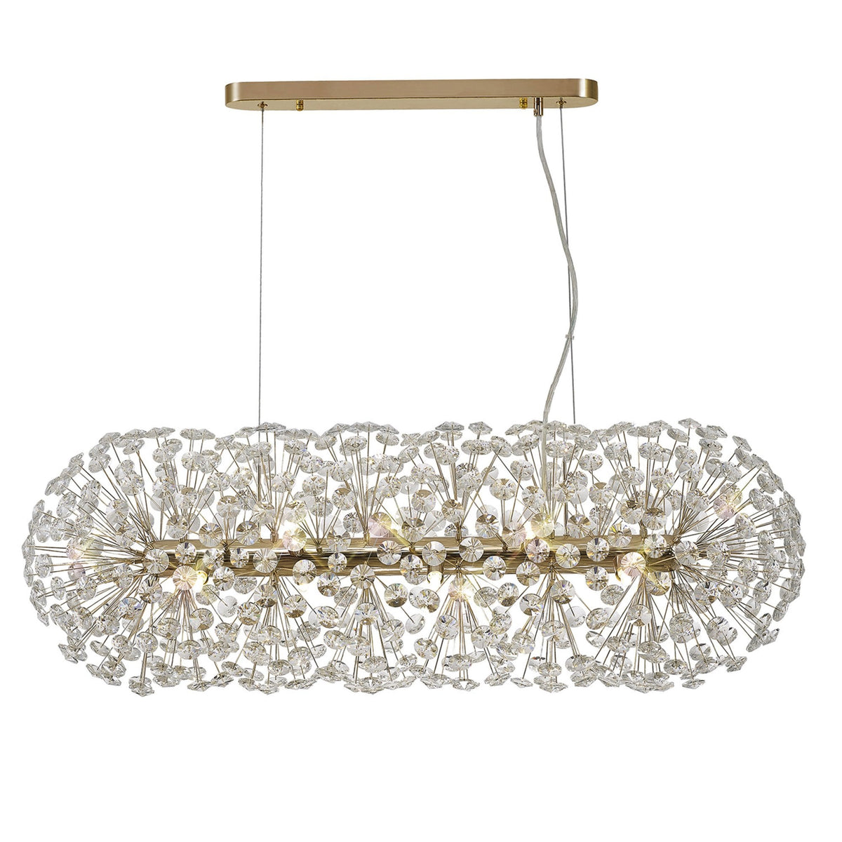 Bridestowe EXTRA Crystal 10 Lamp Oblong Linear Pendant in French Gold
