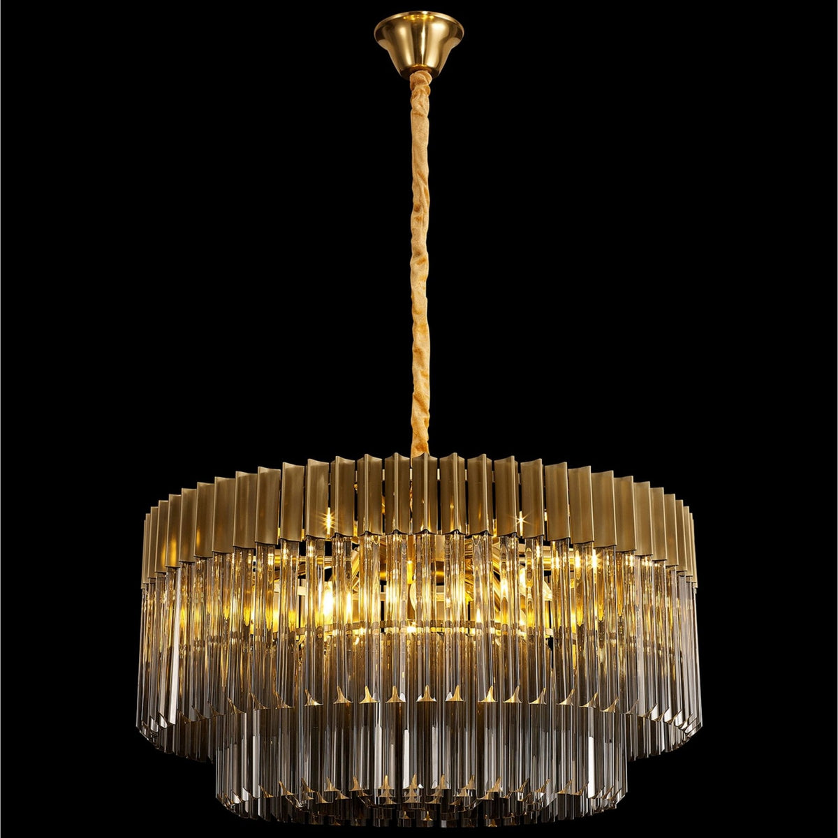 Kentisbeare 800mm Chandelier in Brass & Smoked Glass