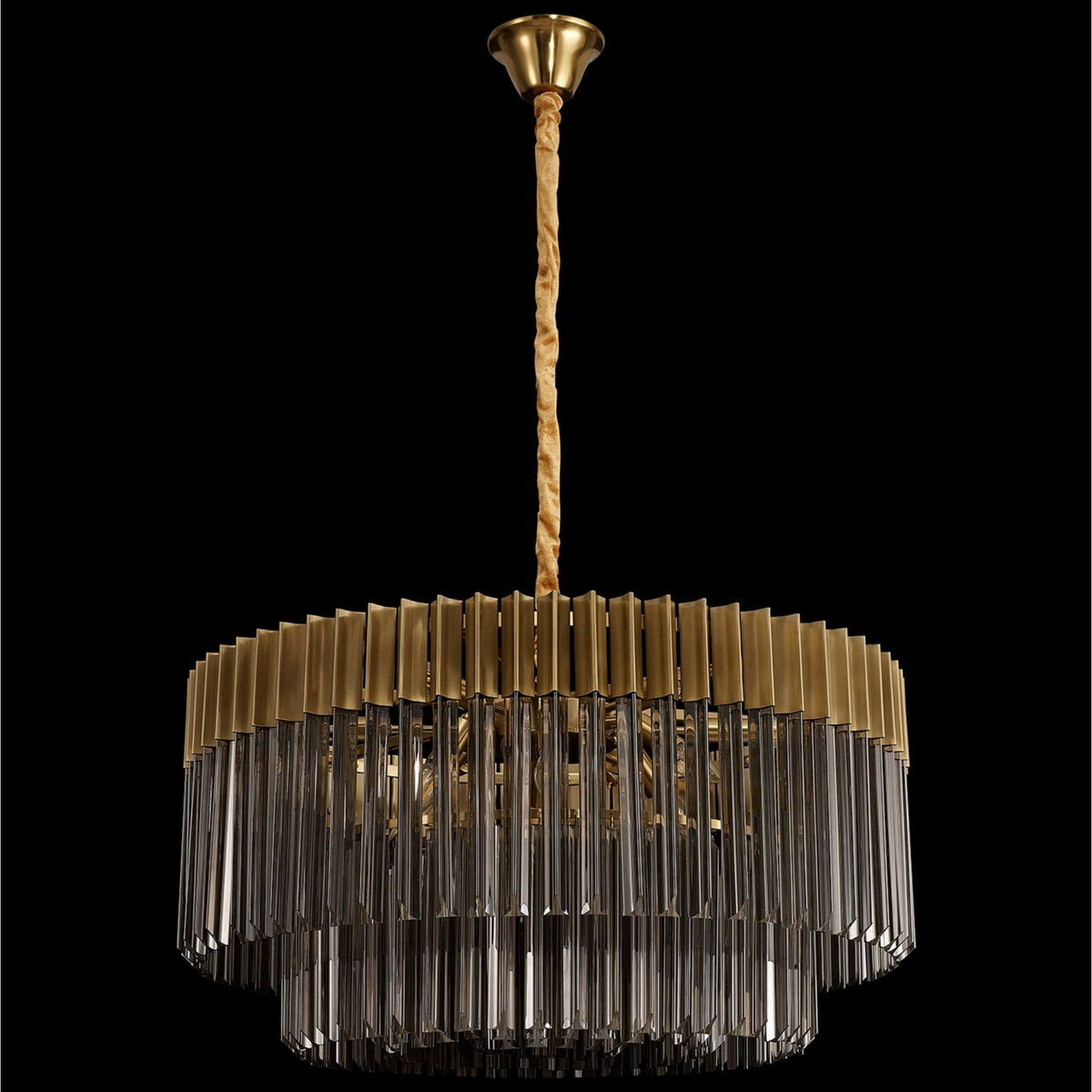 Kentisbeare 800mm Chandelier in Brass & Smoked Glass