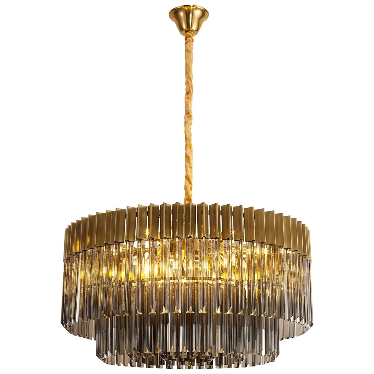 Kentisbeare 800mm Chandelier in Brass & Smoked Glass