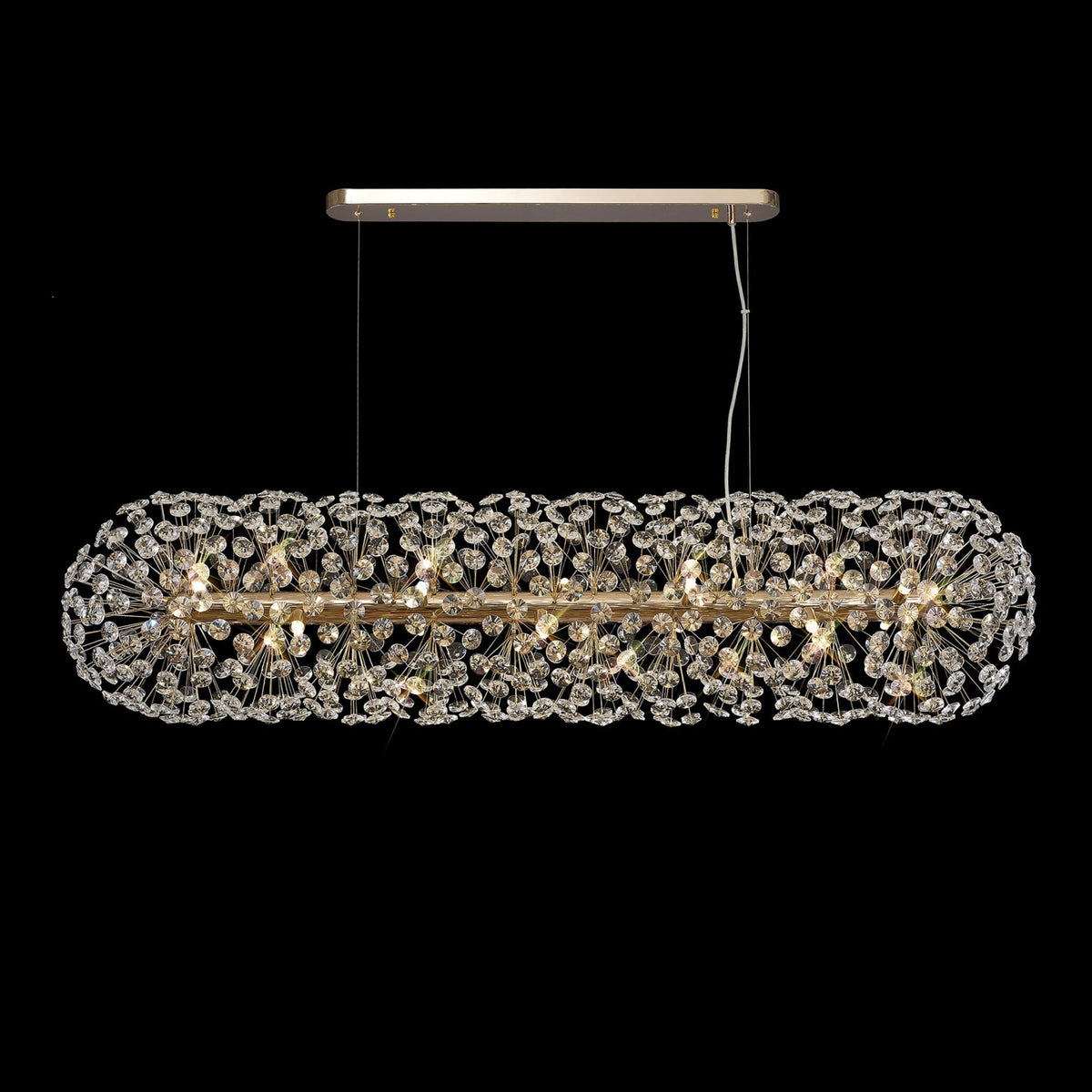 Bridestowe EXTRA Crystal 14 Lamp Oblong Linear Pendant in French Gold