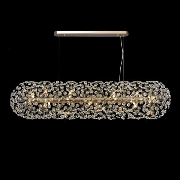 Bridestowe EXTRA Crystal 14 Lamp Oblong Linear Pendant in French Gold