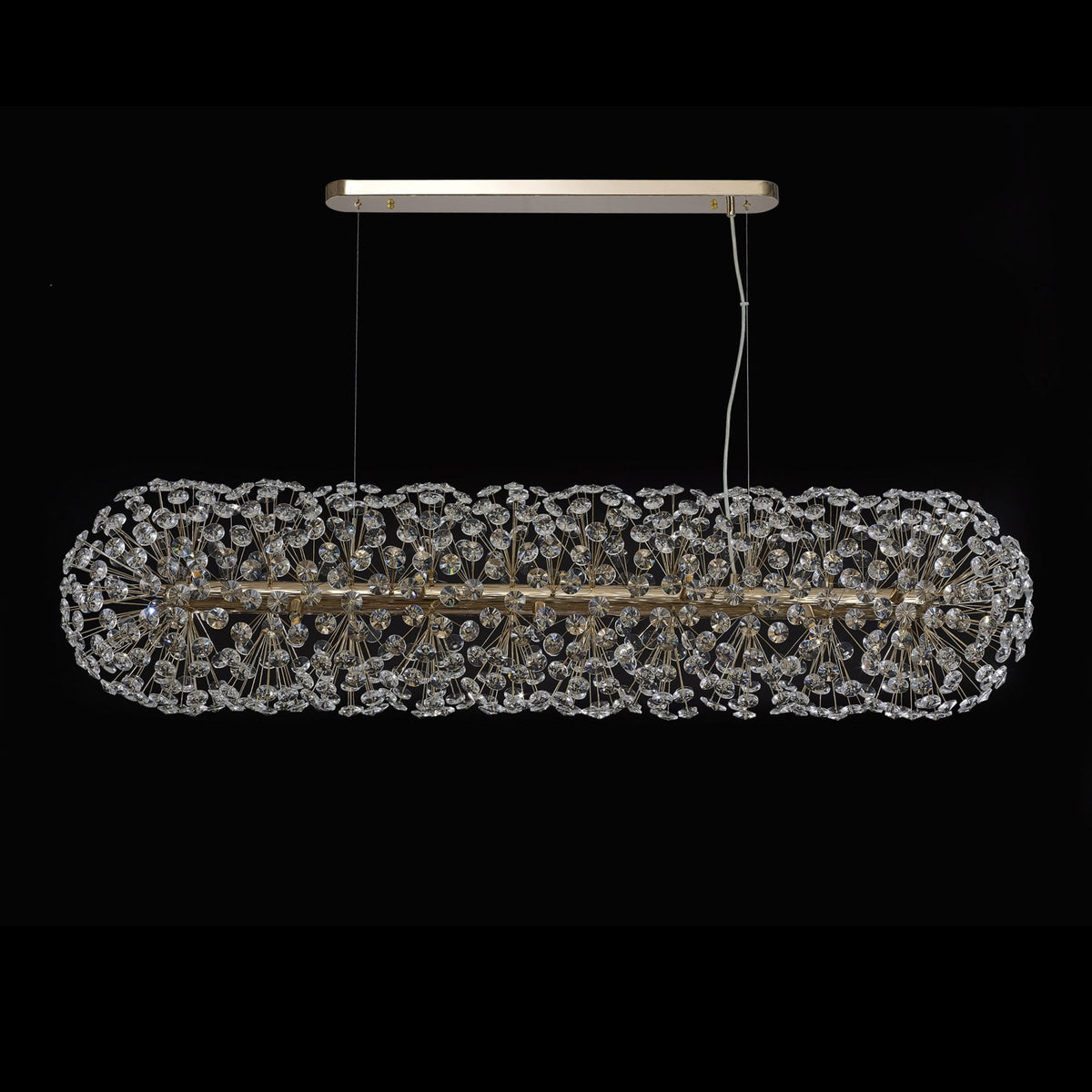 Bridestowe EXTRA Crystal 14 Lamp Oblong Linear Pendant in French Gold