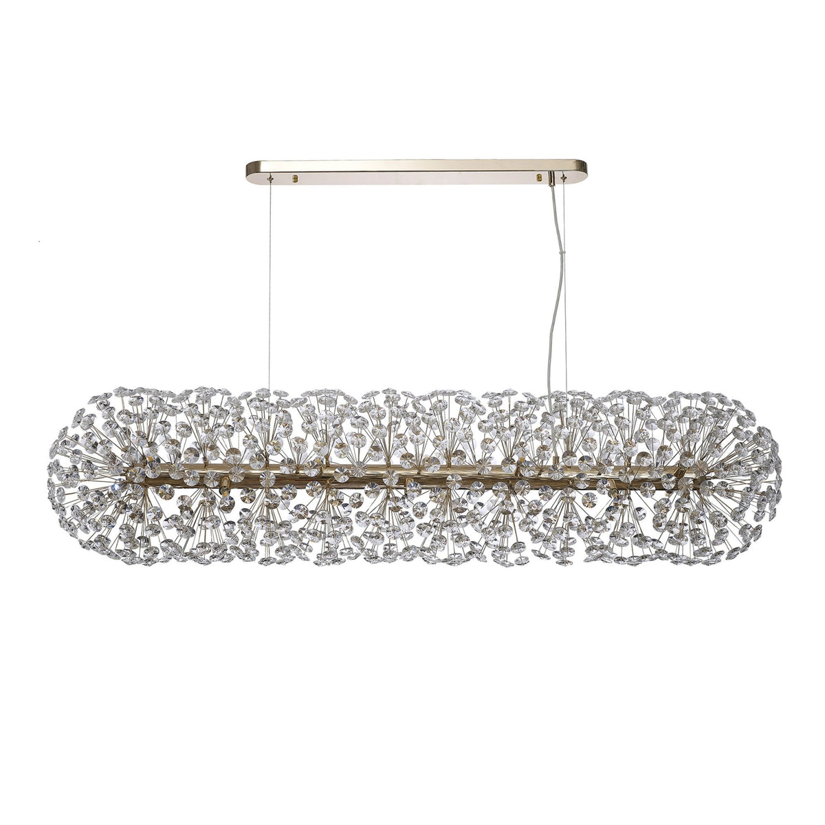 Bridestowe EXTRA Crystal 14 Lamp Oblong Linear Pendant in French Gold