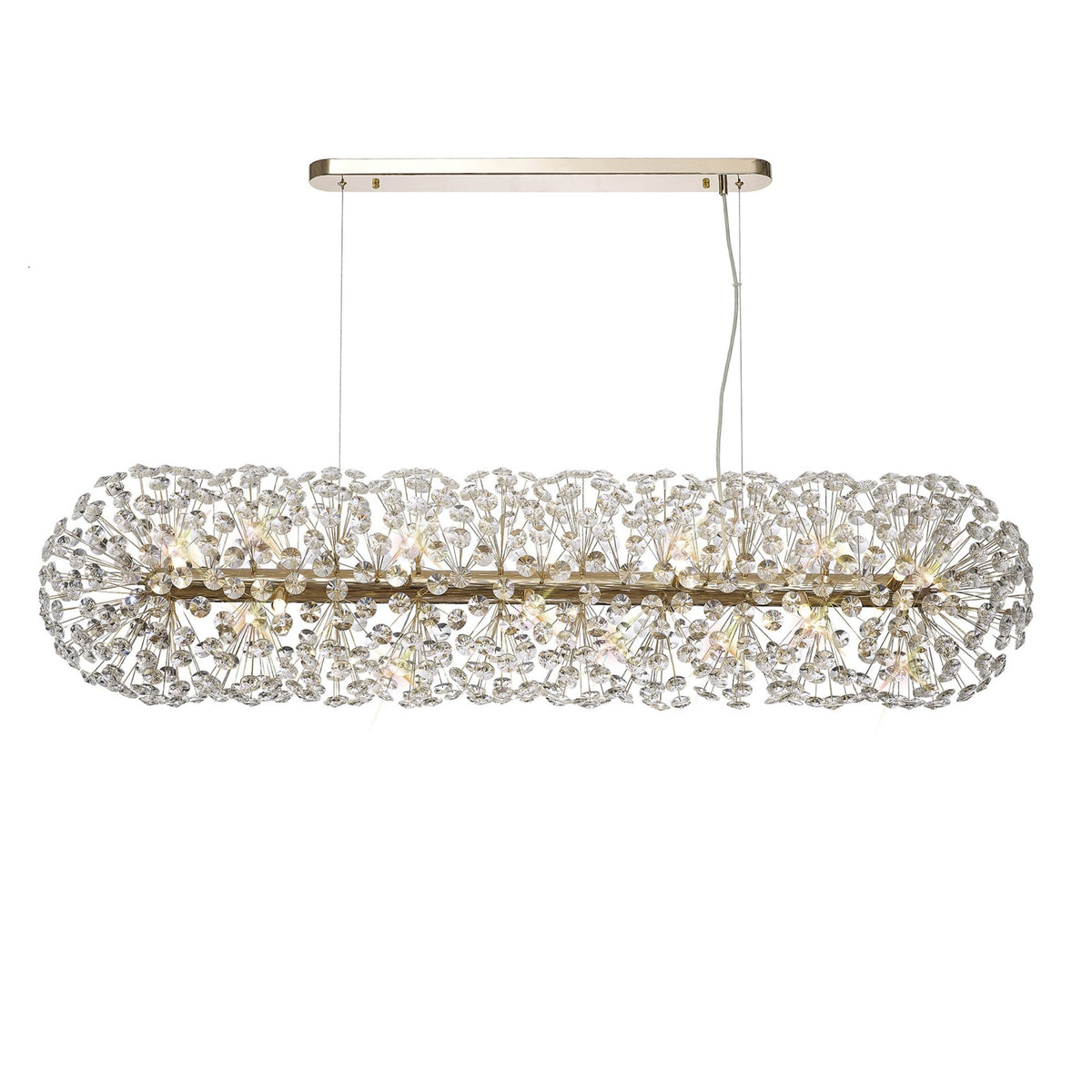 Bridestowe EXTRA Crystal 14 Lamp Oblong Linear Pendant in French Gold