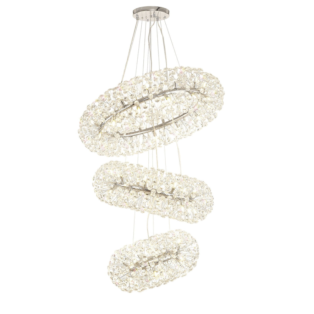 Bridestowe 58 Lamp Three Tier Pendant in Polished Chrome & Clear Crystal