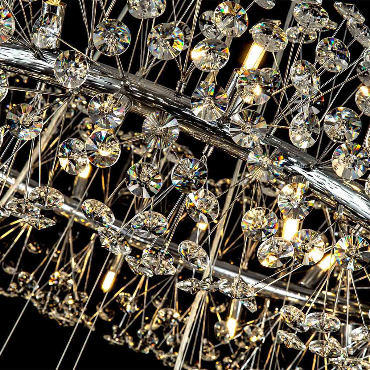 Bridestowe 58 Lamp Three Tier Pendant in Polished Chrome & Clear Crystal