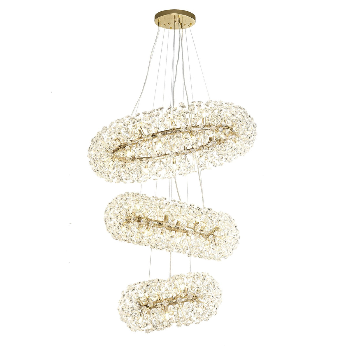 Bridestowe 58 Lamp Three Tier Pendant in French Gold & Clear Crystal