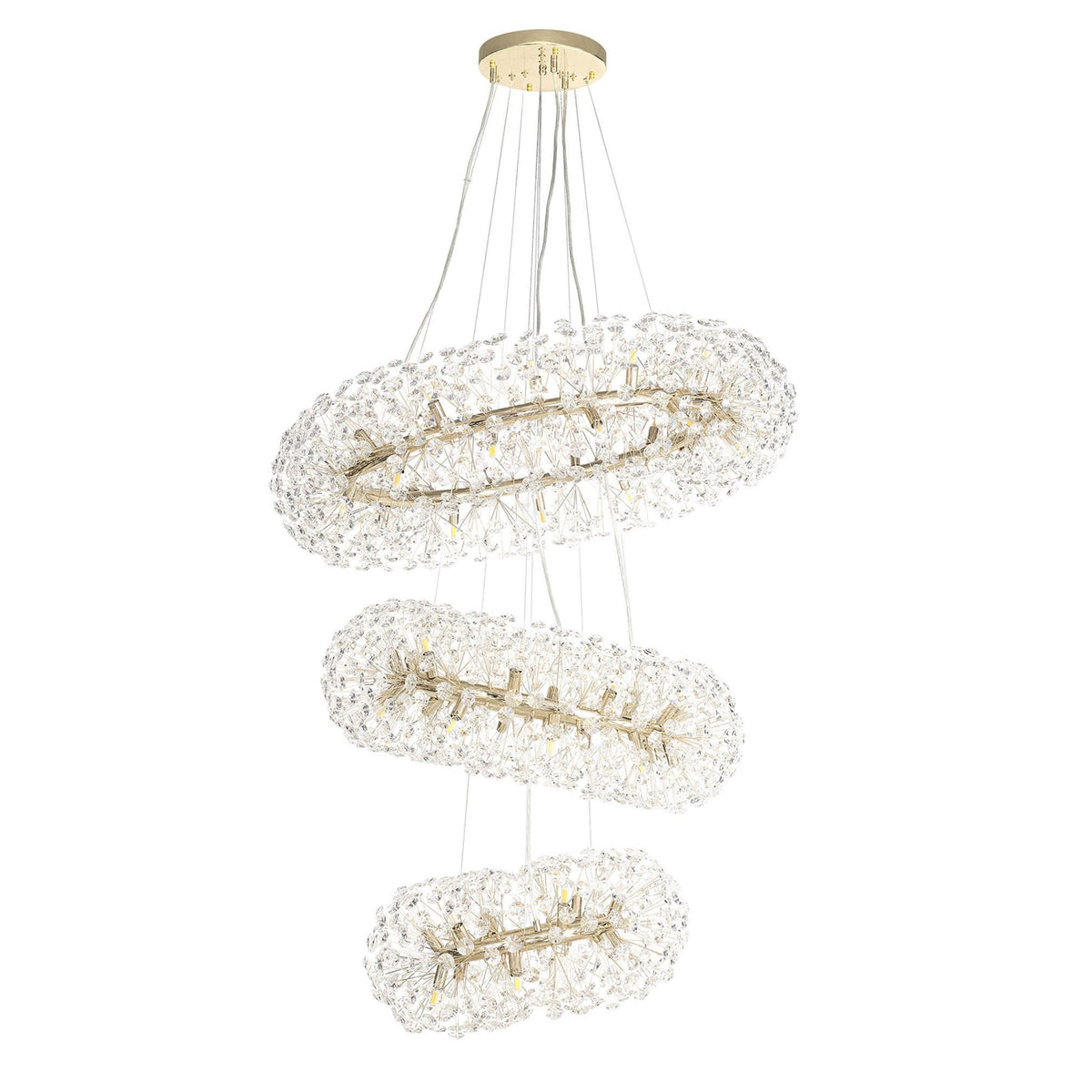 Bridestowe 58 Lamp Three Tier Pendant in French Gold & Clear Crystal