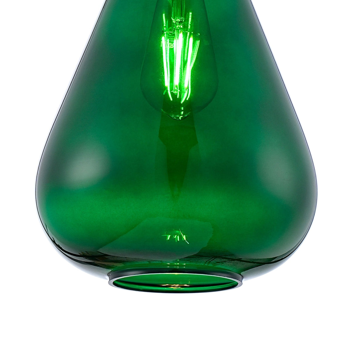Roborough Narrow Pendant in Ancient Brass & Bottle Green Glass