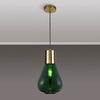 Roborough Narrow Pendant in Ancient Brass & Bottle Green Glass