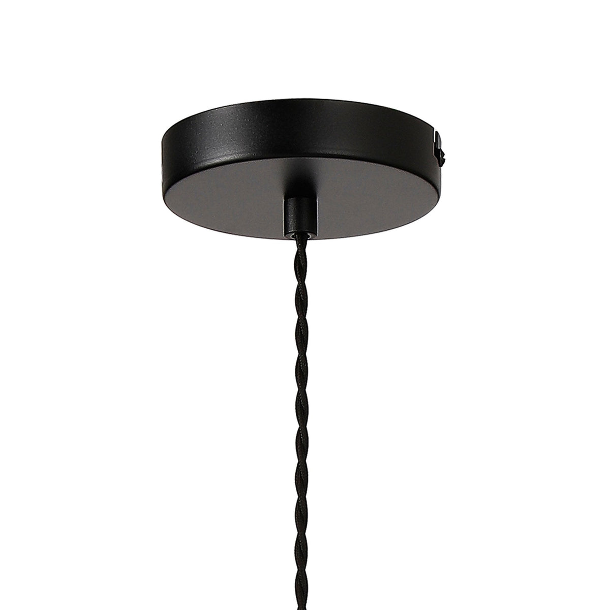 Roborough Narrow Pendant in Satin Black & Amber Glass