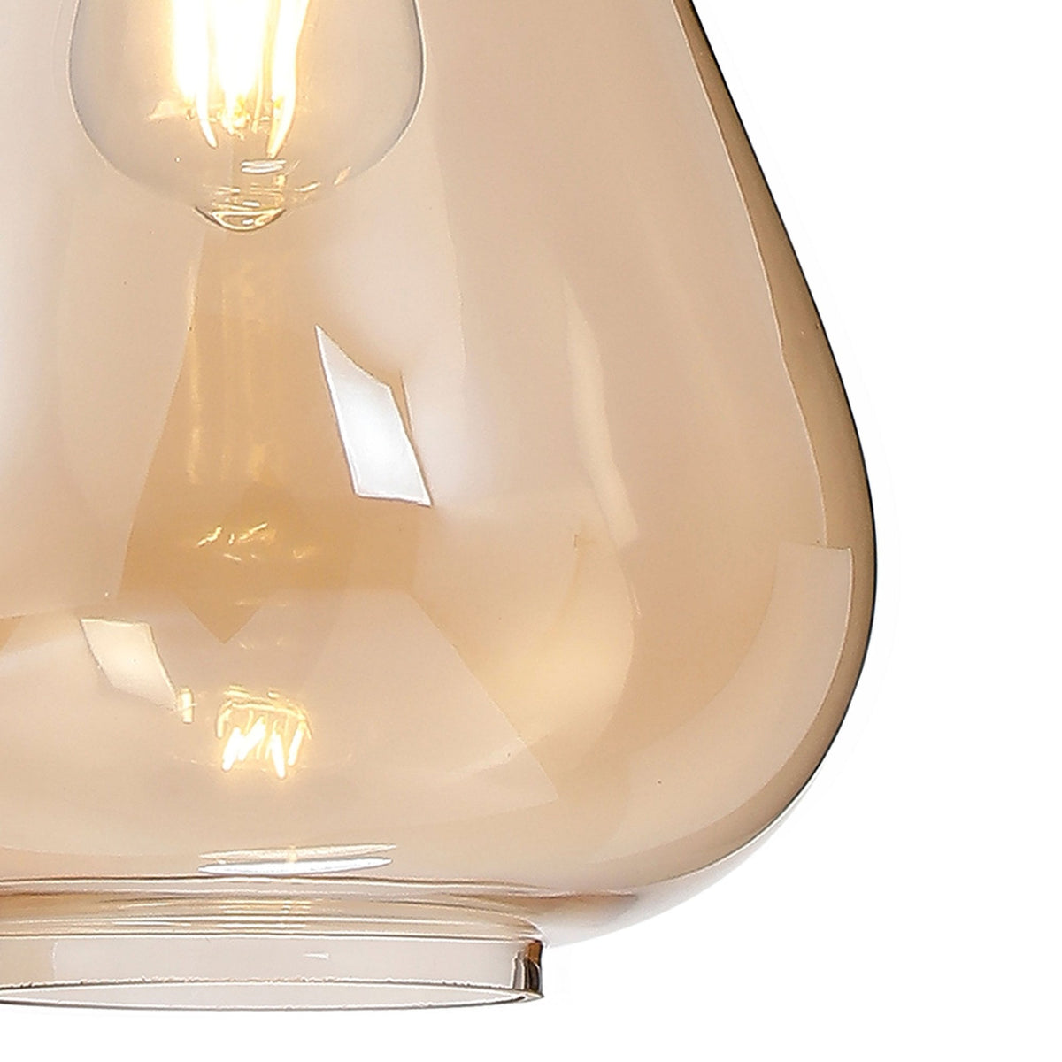 Roborough Narrow Pendant in Satin Black & Amber Glass