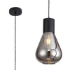 Roborough Narrow Pendant in Satin Black & Smoked Plated Glass