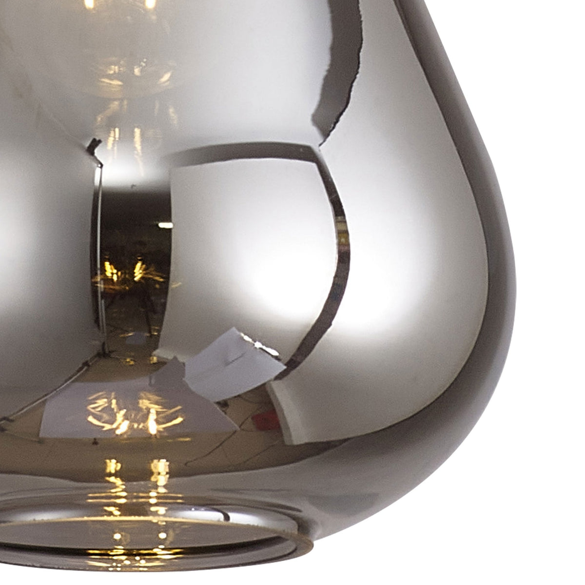 Roborough Narrow Pendant in Satin Black & Smoked Plated Glass