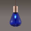 Roborough Narrow Pendant in Antique Copper & Blue Ink Glass