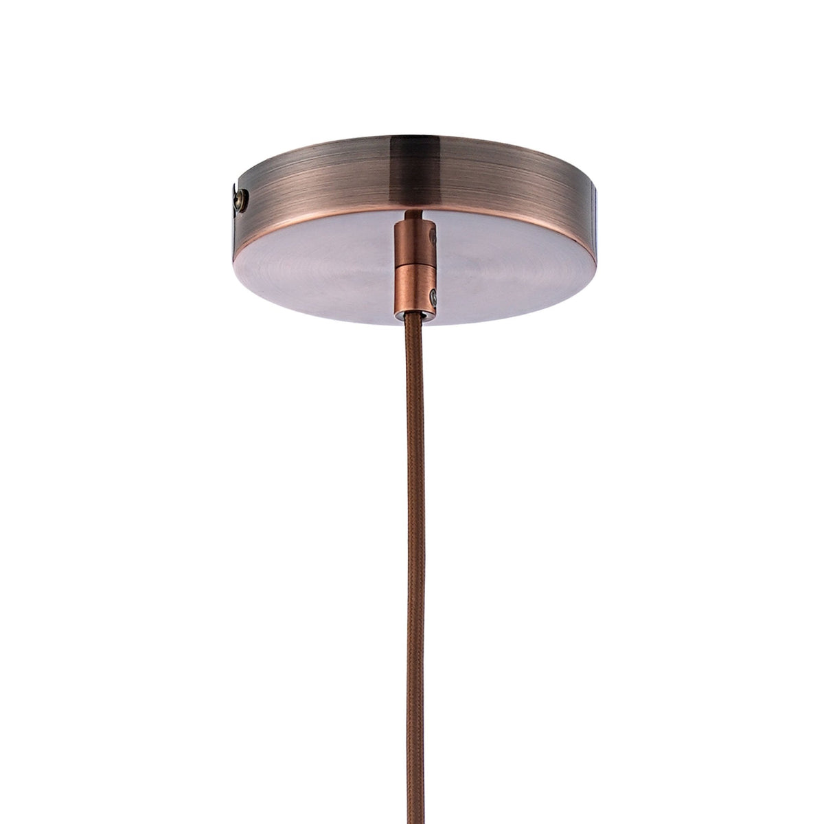 Roborough Narrow Pendant in Antique Copper & Blue Ink Glass