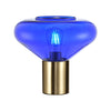 Roborough Wide Table Lamp in Ancient Brass & Blue Ink Glass
