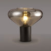 Roborough Wide Table Lamp in Satin Black & Smoke Plated Glass