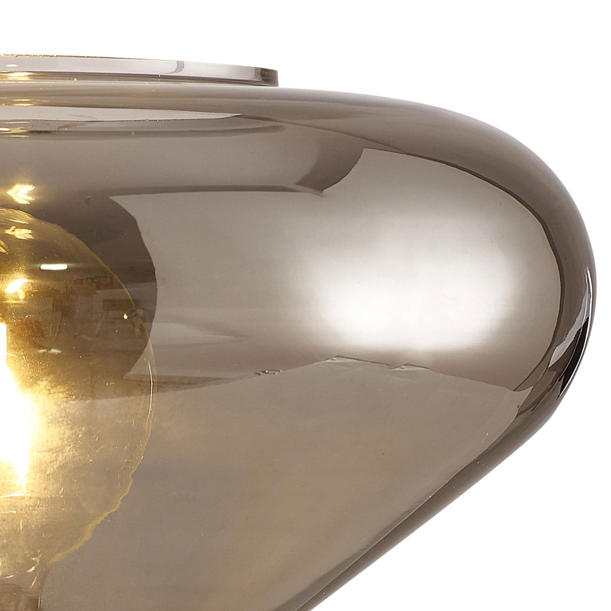Roborough Wide Table Lamp in Satin Black & Smoke Plated Glass