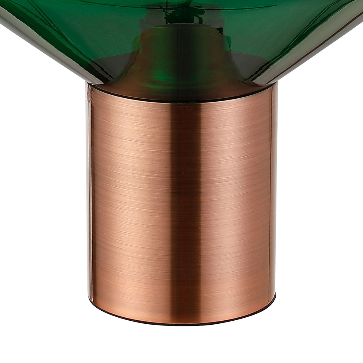 Roborough Wide Table Lamp in Antique Copper & Bottle Green Glass
