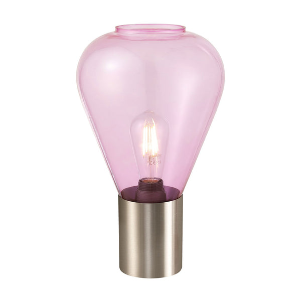 Roborough Narrow Table Lamp in Satin Nickel & Lilac Glass