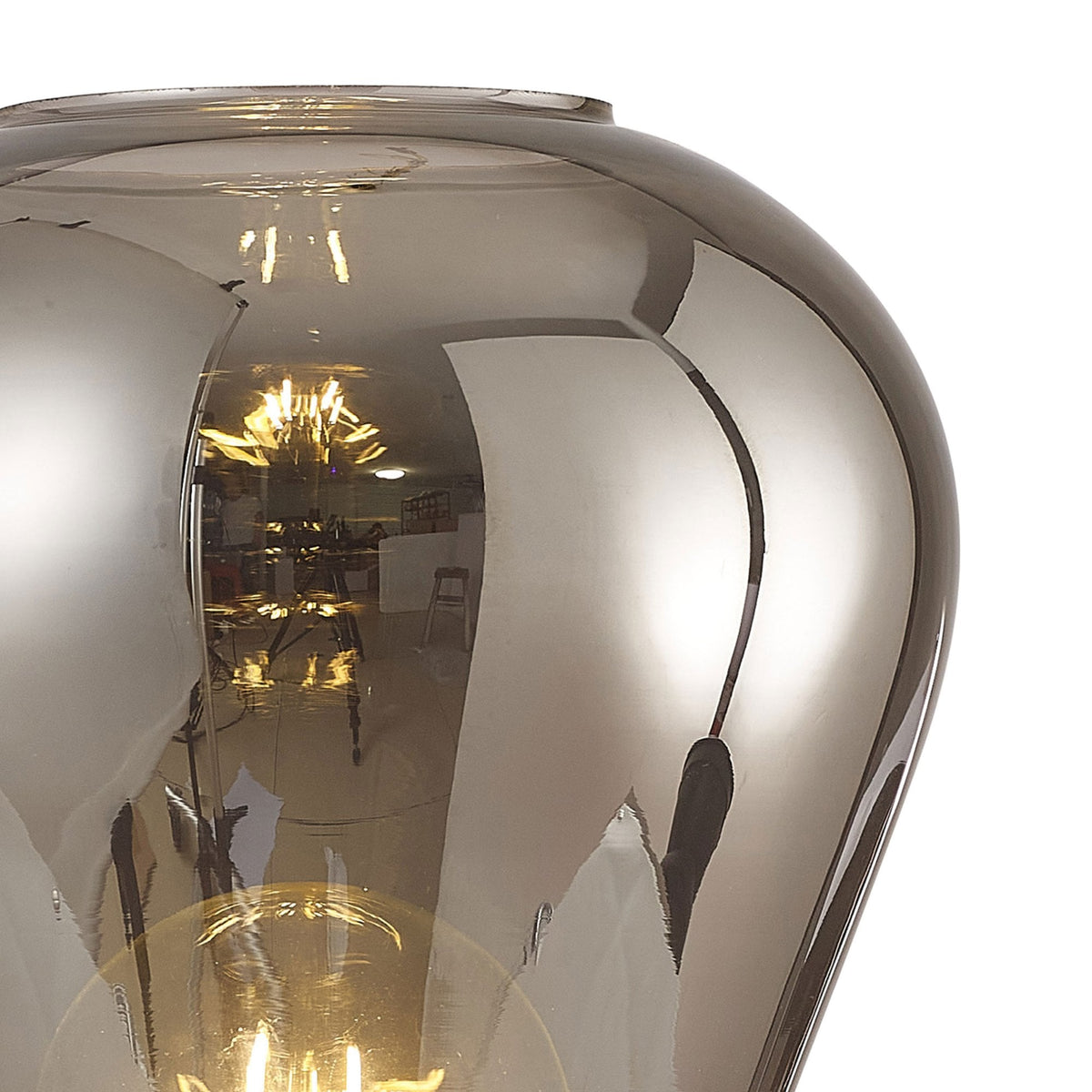 Roborough Narrow Table Lamp in Satin Black & Smoke Plated Glass