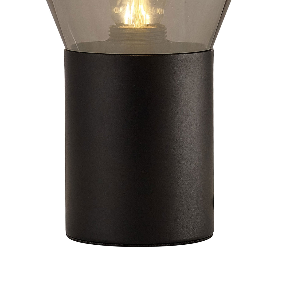 Roborough Narrow Table Lamp in Satin Black & Smoke Plated Glass