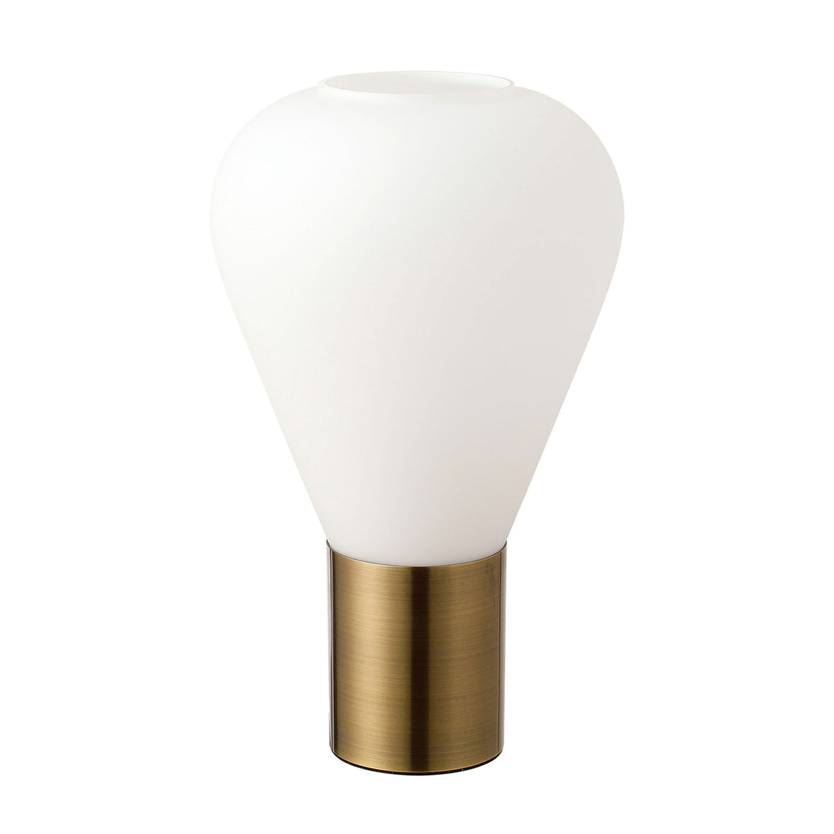 Roborough Narrow Table Lamp in Antique Brass & Opal Glass