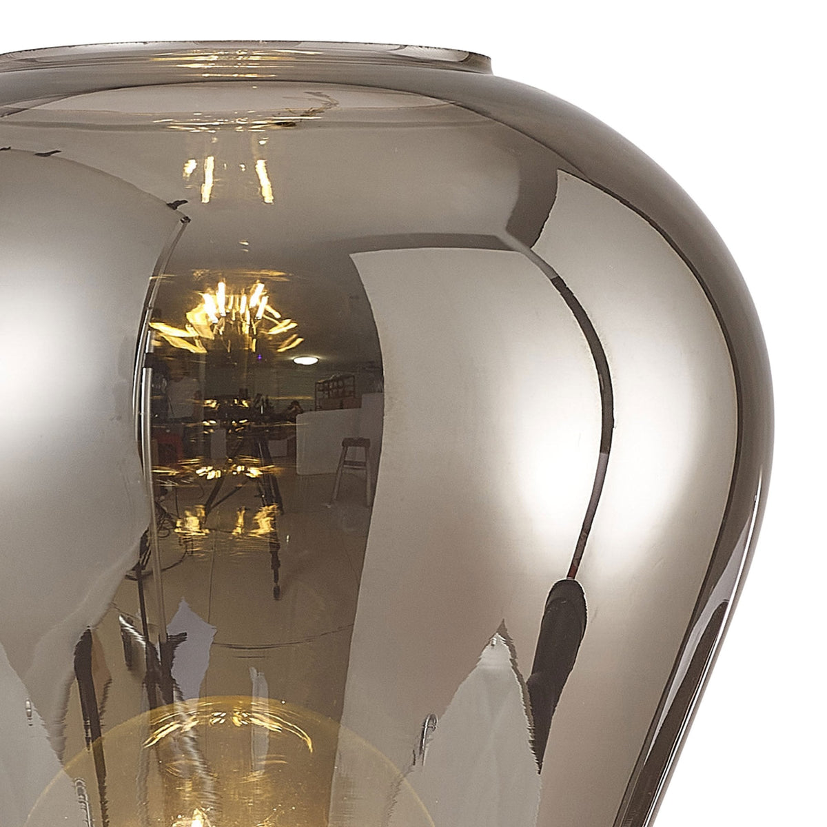 Roborough Narrow Table Lamp in Pewter & Smoke Plated Glass