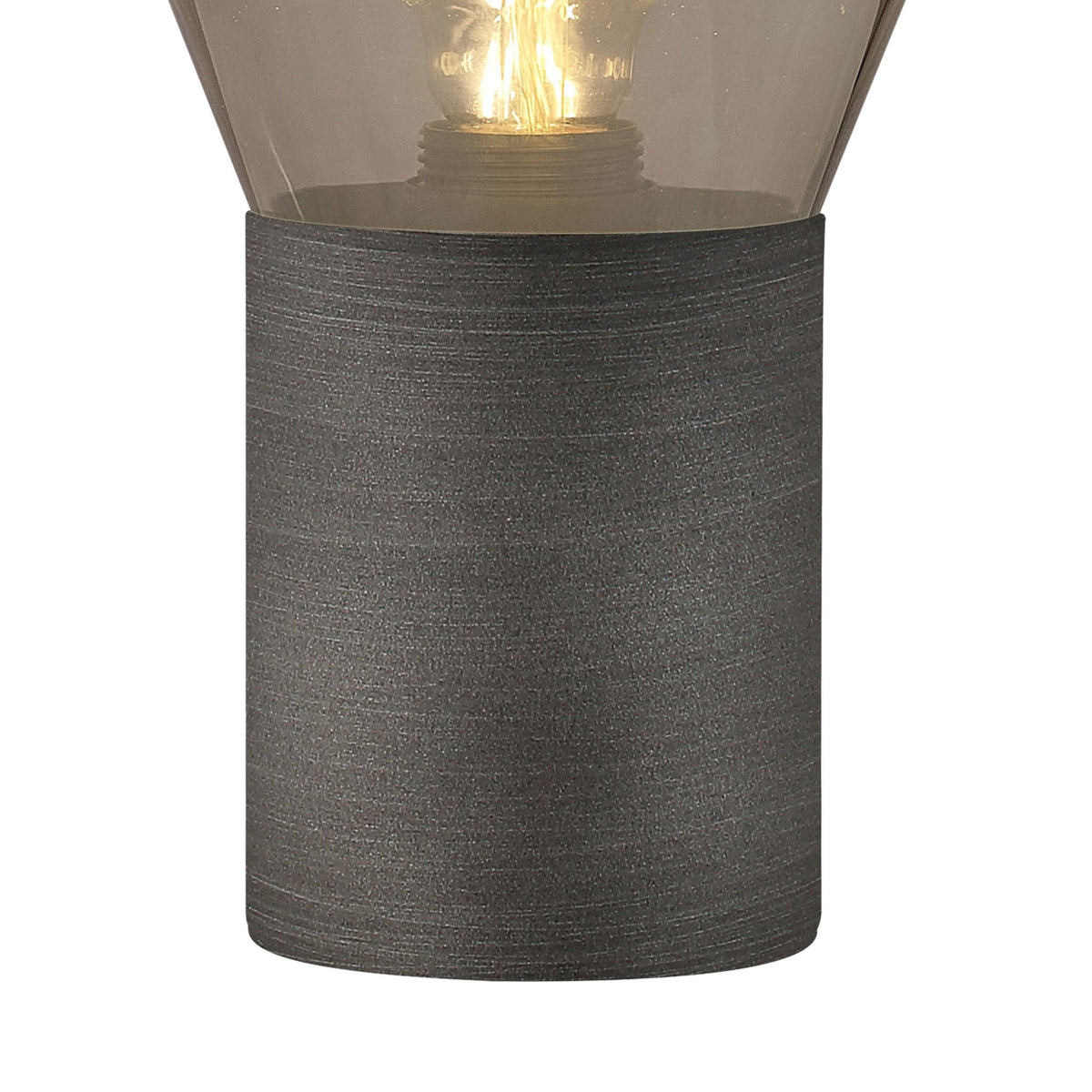 Roborough Narrow Table Lamp in Pewter & Smoke Plated Glass