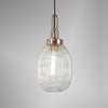 Atherington Almond Pendant in Copper & Clear Ribbed Shade