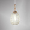 Atherington Almond Pendant in Copper & Champagne Ribbed Shade