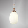 Atherington Almond Pendant in Copper & Opal Ribbed Shade