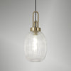 Atherington Almond Pendant in Brass Gold & Clear Ribbed Shade