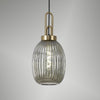 Atherington Almond Pendant in Brass Gold & Smoked Ribbed Shade