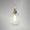 Atherington Almond Pendant in Brass Gold & Champagne Ribbed Shade