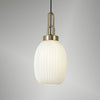 Atherington Almond Pendant in Brass Gold & Opal Ribbed Shade