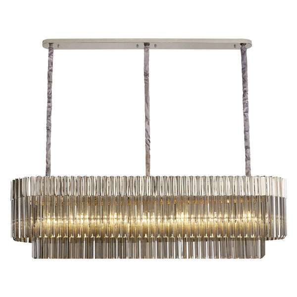 Kentisbeare 1500mm Linear Chandelier in Polished Nickel & Smoked Glass