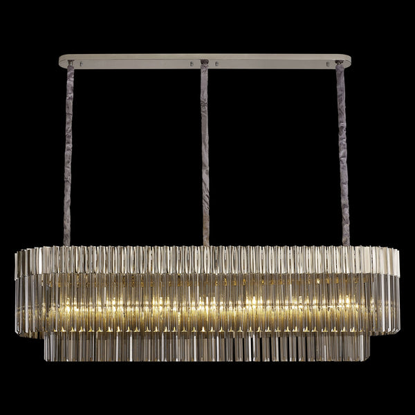 Kentisbeare 1500mm Linear Chandelier in Polished Nickel & Smoked Glass