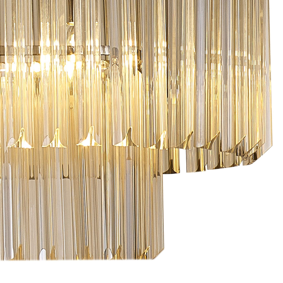 Kentisbeare 1500mm Linear Chandelier in Polished Nickel & Cognac Glass