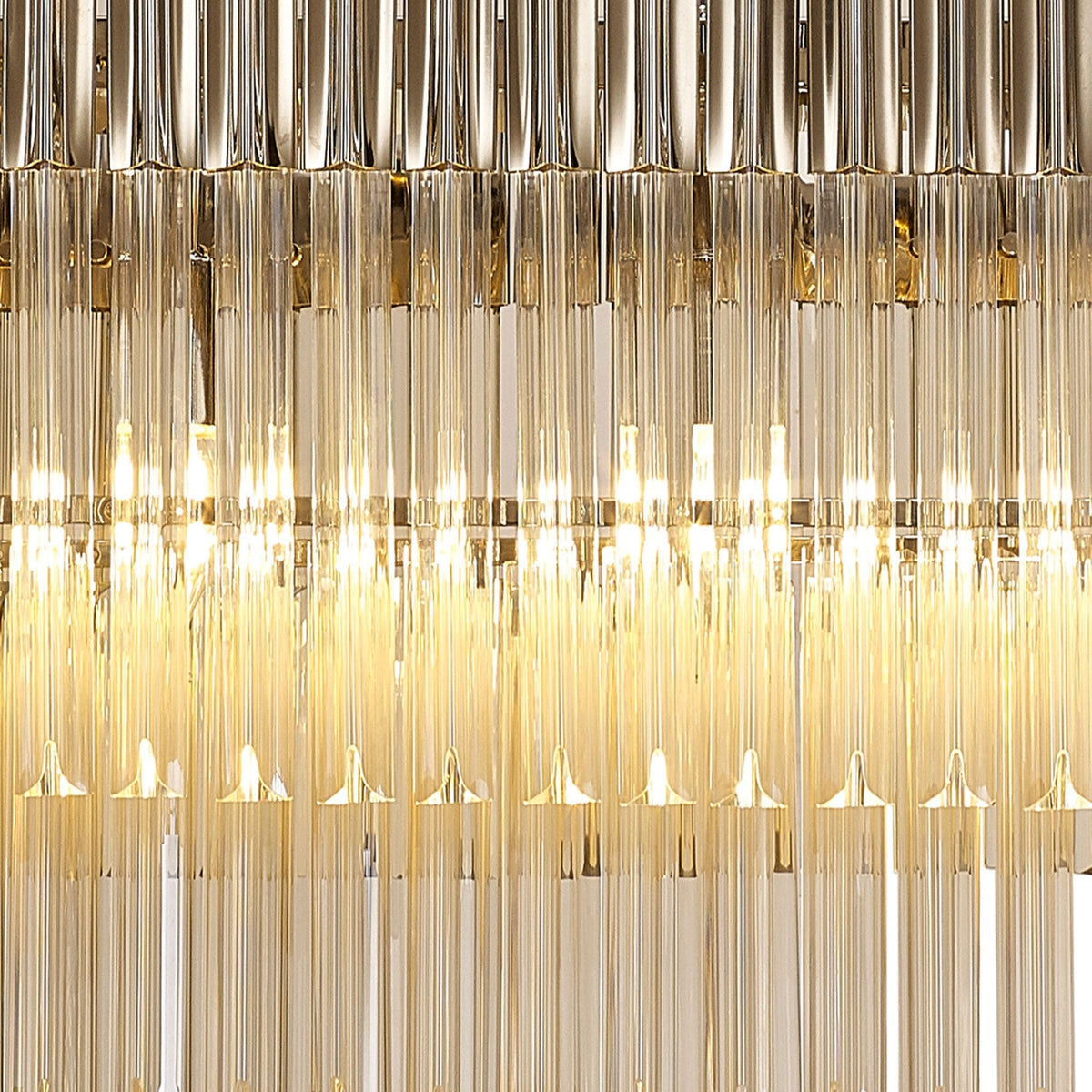 Kentisbeare 1500mm Linear Chandelier in Polished Nickel & Cognac Glass